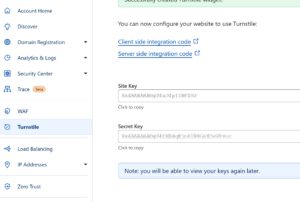 Cloudflare Turnstile API keys